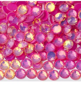 Pink flatback glass rhinestones for DIY phone case and nail art decoration sparkling crystals