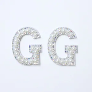 Pearl rhinestone letter G patch DIY apparel accessory for hat bag shoes clothing decoration