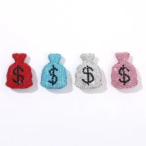 Rhinestone money bag charms DIY crystal beaded pendant 4 colors set for handmade jewelry making