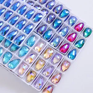 High quality K9 teardrop glass rhinestones flatback sew on crystals for DIY clothing accessories