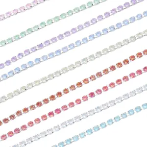 Bunte Strass-Klauenkette DIY Zubehör, mehrfarbige Kristall-Cupketten für Schmuck.