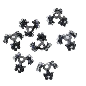 Metal flower bead caps for DIY jewelry making, rhinestone spacer beads findings wholesale.