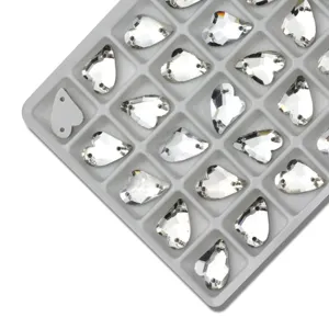 Crystal heart sew-on rhinestones flatback glass buttons for diy dress bags crafts clothing