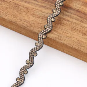 Crystal rhinestone felt trim wave strip for DIY garment accessory detail showcase