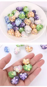 Heart-shaped resin rhinestone flower beads DIY handmade jewelry accessories craft supplies
