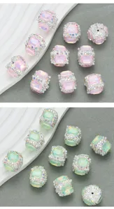 Kleurrijke zirkoon vierkante kralen met parels, DIY sieraden accessoire, tassen decoratie groothandel.