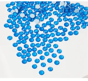 Blue flatback rhinestones for DIY crafts, dance costumes, and wedding dress embellishments.