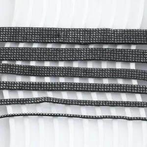 Black rhinestone trim ribbon set, hotfix crystal bands for DIY clothing garments crafts accessories.