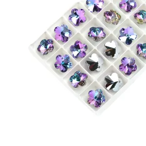 Pendentifs de fleurs en verre de cristal breloques à facettes bijoux boucles d'oreilles