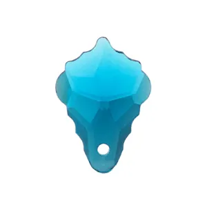Blue glass crystal pendant baroque leaf shape diy jewelry making charm earrings accessory