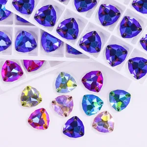 Fat triangle flatback sew-on rhinestones AB crystal glass DIY garment accessories decoration
