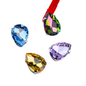 Tropfen Kristall Strass Glas aufnähsteine mit Krallenfassung für DIY Tanzkleider.