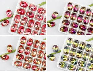 13x18mm oval pointed back crystal rhinestones for DIY jewelry making and craft accessories.