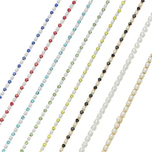 Colorful rhinestone and pearl claw chain for DIY clothing bags accessories shining decor.