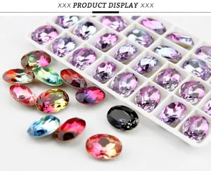 13x18mm Oval Pointed Bottom Synthetic Tourmaline Rhinestones DIY Jewelry Accessories