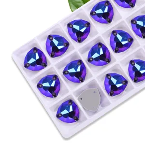 Triangle sew-on rhinestones AB glass crystal flatback gems for DIY garments clothing accessories