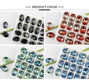 Oval crystal rhinestone DIY jewelry accessories multicolor gradient crystal stone details