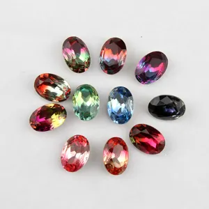 13x18mm oval synthetic tourmaline crystal rhinestones for DIY jewelry making and craft decor.