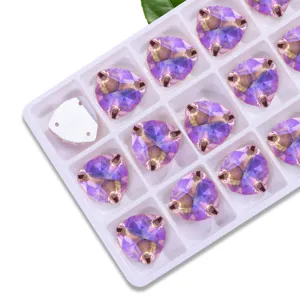 Fat triangle flat sew rhinestones AB glass crystal stones DIY garment clothing accessories.
