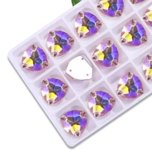 Fat triangle AB glass sew-on rhinestones flatback crystal DIY clothing accessories sparkle stones