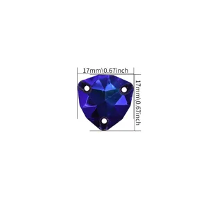 Fat triangle flatback sew-on rhinestone AB glass crystal for DIY clothing accessories 17mm