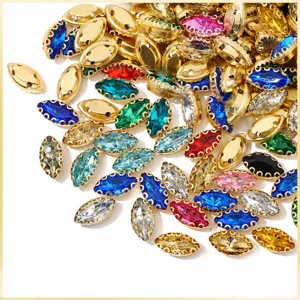 Marquise Shape Glass Crystal Rhinestones Electroplated Claw Gems For DIY Sewing Apparel Clothing Accessories