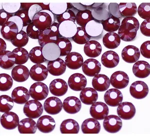 Red flatback rhinestones for nail art and DIY phone case accessories, sparkly glass crystals.