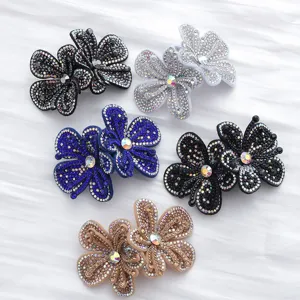 Rhinestone Bow Shoe Clips Crystal Glass Shoe Flowers Detachable Shoe Buckle Accessories For Women DIY Shoes Decoration