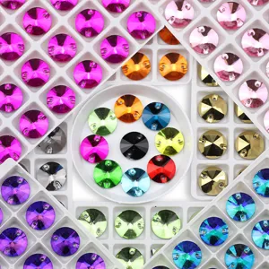 Round sew-on glass rhinestones flatback crystal buttons for DIY garments and crafts decoration