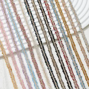 Large Bande Strass Thermocollante Double Face Bordure Chaîne Cristal Vêtements DIY Accessoires Artisanat