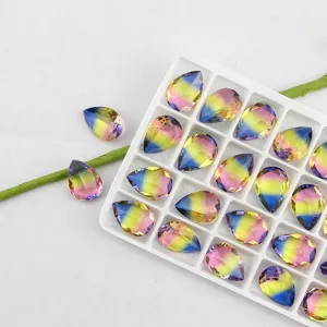 13x18mm Strass Cristallo Goccia Multicolore Sfumatura Fondo Appuntito Per Fai Da Te
