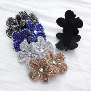 Rhinestone flower shoe clips sparkling decorative bow accessories for women shoes DIY craft supplies