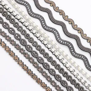Multi-style glass rhinestone and pearl felt trim strips for DIY clothing accessories & crafts