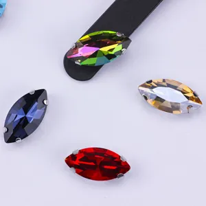 Marquise crystal rhinestones with claw settings, perfect for DIY garment and jewelry crafts.