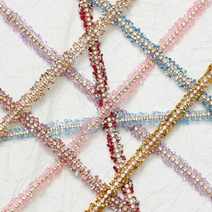 Galon de strass coloré thermocollant chaîne de cristaux pour vêtements accessoires DIY