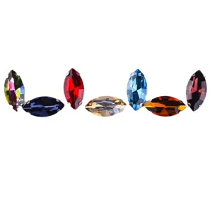 Marquise crystal rhinestones with claw settings, glass sew-on stones for DIY apparel crafts.