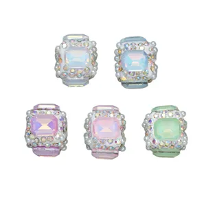 5 stuks kleurrijke vierkante strass-kristalparels voor DIY sieraden maken en accessoires.