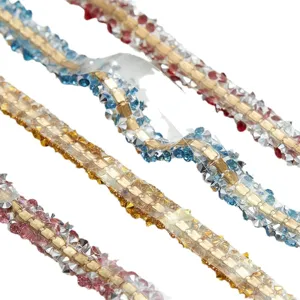 Bande de strass thermocollant chaîne griffe cristal adhésif double face DIY vetements 0.9cm