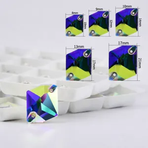K9 Crystal Rhinestones AB Color Flatback Fancy Stones with Dual Holes for DIY Craft 8-21mm