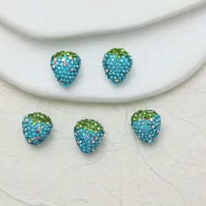Blue green rhinestone strawberry loose beads for diy jewelry making accessories set