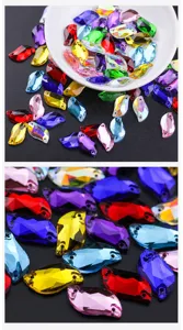 Strass cristaux en verre en forme de S à coudre colorés pour accessoires de vêtements DIY.