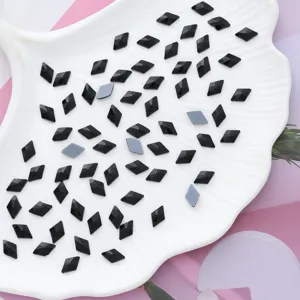 Strass rombo nero cristalli nail art vista dettagliata vetro retro piatto accessori fai da te