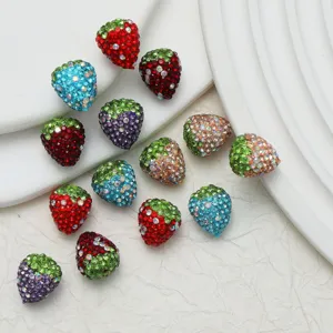Colorful crystal strawberry beads rhinestone DIY jewelry accessories for crafting and decor.
