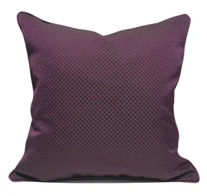 Purple textured square cushion geometric design for modern living room bedroom decor.