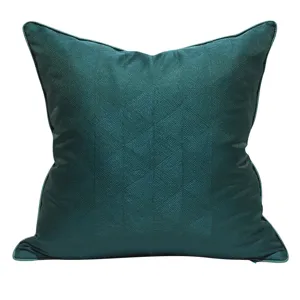 Dark green geometric throw pillow cover luxury sofa cushion case modern bedroom decor soft fabric.