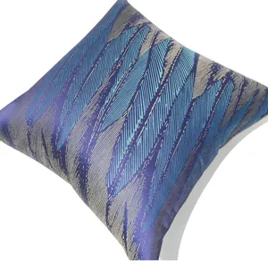 Purple modern Nordic abstract feather pattern throw pillow for sofa and living room decor.
