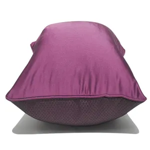 Purple grid detail view of modern minimalist rectangular cushion cover for home living room.