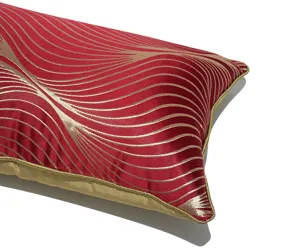 Red gold pattern rectangular lumbar pillow detail, modern luxury couch cushion cover