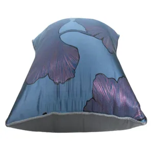 Blue purple ginkgo leaf cushion cover detail, luxury decorative pillow case for sofa bedroom.