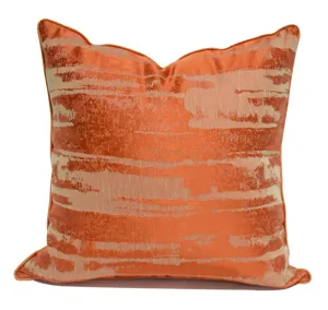 Funda de cojin cuadrada con patron abstracto naranja, cojin moderno para sofa de decoracion.